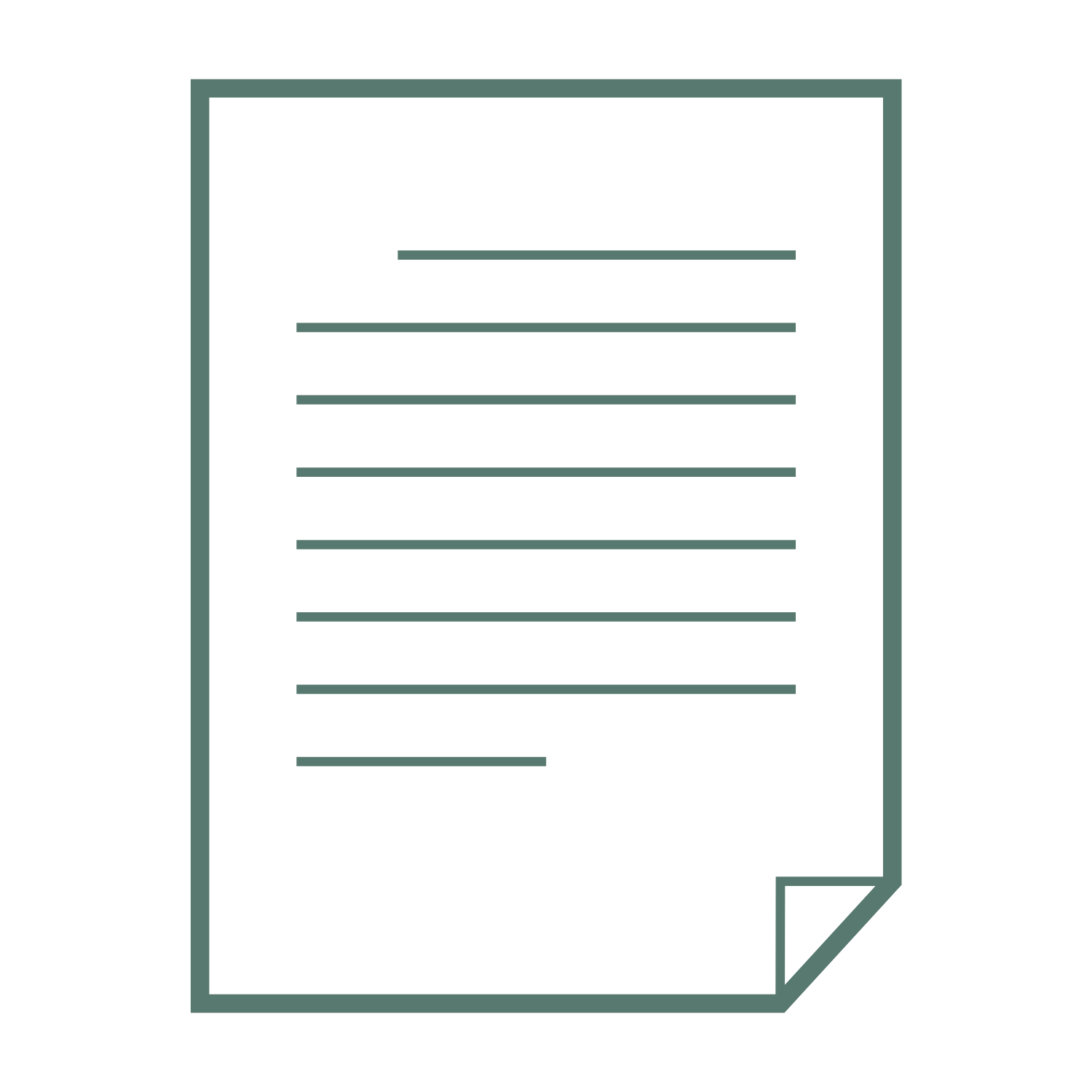 A simple line drawing of a piece of paper with horizontal lines representing text, a folded corner at the bottom right, and a mini red poodle doodled playfully in the margin.